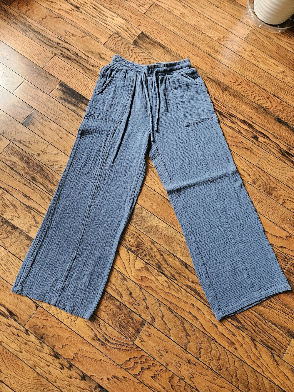 SHEIN Dusty Blue Elastic Waist Wide Pants